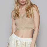 Lace Trim Ribbed Crop