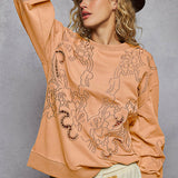 Eyelet Pullover Sweatshirt