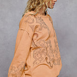 Eyelet Pullover Sweatshirt