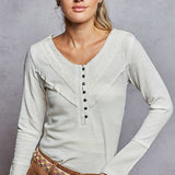V-neck Detailed L/S Top