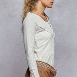 V-neck Detailed L/S Top