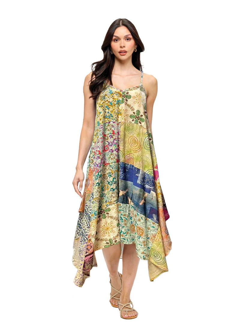 Beach Style Printed Patch Slip Dress L/XL Beach Style Printed Patch Slip Dress L/XL