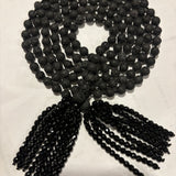 Black Lava Lariat Necklace with onyx tassels