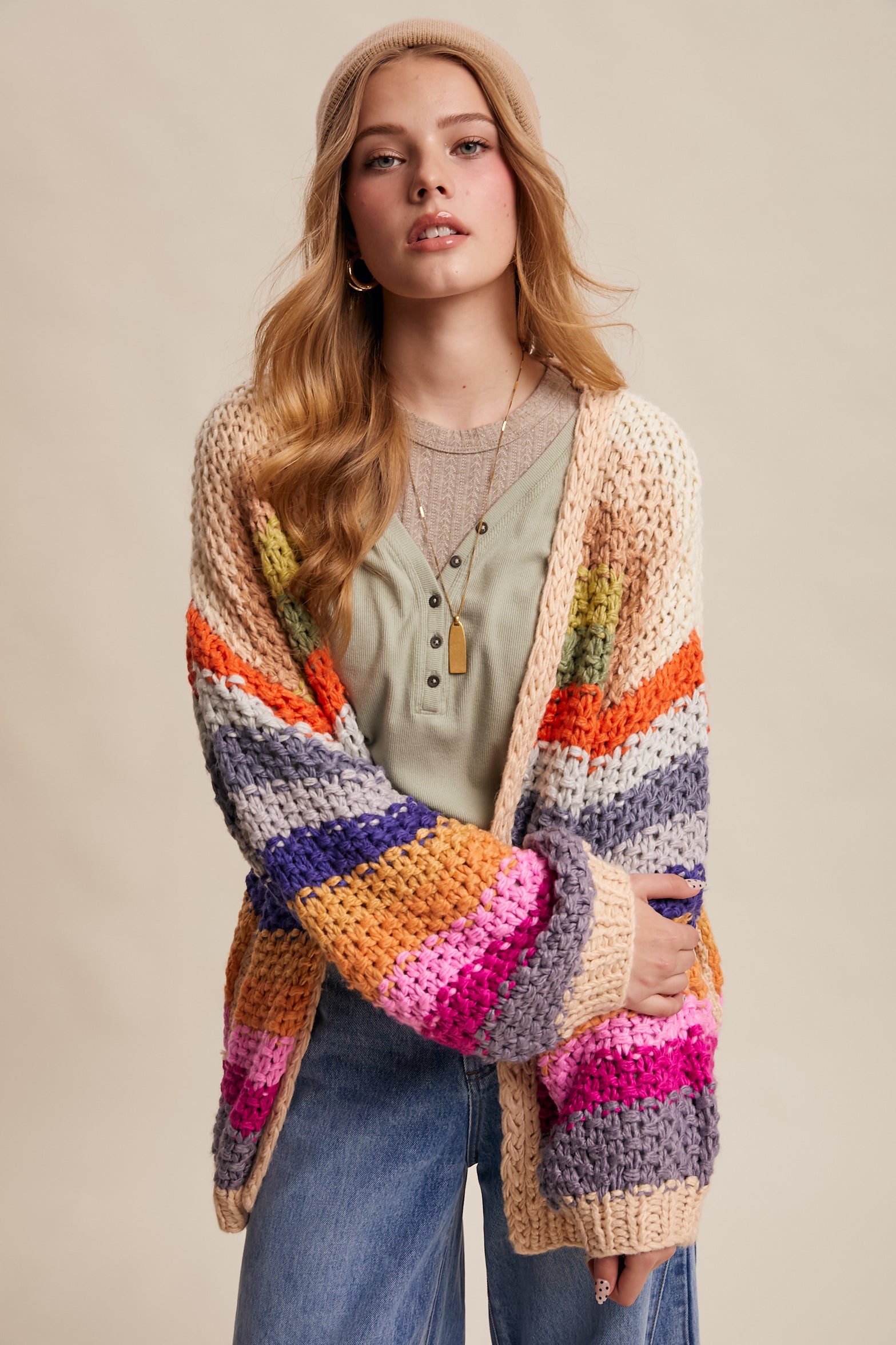 Multi Color Crochet Open Sweater – Shop Carly's Boutique
