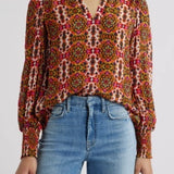 Split Neck Kaleidoscope Blouse