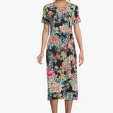 Janie Fav Side Tie Knit Dress-Lavillea Black