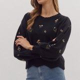 Embroidered Floral Sweater