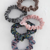 Print and Velvet Scrunchies, Set of 5