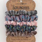 Print and Velvet Scrunchies, Set of 5