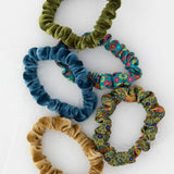 Print and Velvet Scrunchies, Set of 5