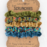 Print and Velvet Scrunchies, Set of 5