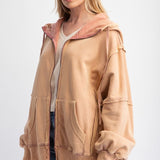 BrushedTerry Knit Zip Up Hoodie