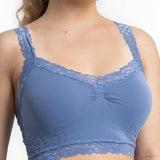 Lace Bralette-Steele Blue