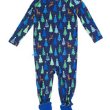 Baby Boys Merry Blue Pines Bamboo Viscose Footed One Piece Pajama