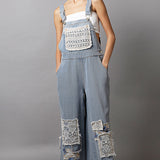 Relaxed Overalls w/ Lace Detail