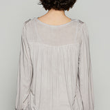 Feminine Floral Embroidery Woven Top