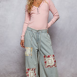 Pinstripe Draw String Patch Pants
