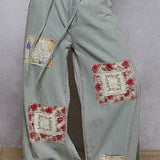 Pinstripe Draw String Patch Pants
