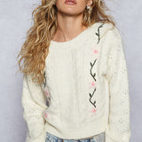 Floral Powder Cream Sweater