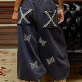 Navy Butterfly Jogger Pants