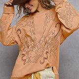 Eyelet Pullover Sweatshirt