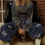 Charcoal Floral Cardigan