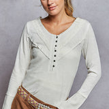 V-neck Detailed L/S Top