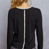 Lace Detail Long Sleeve V-neck