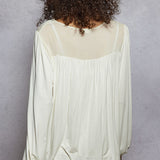 Feminine Floral Embroidery Woven Top