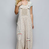 Latte Floral Overall