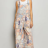 Floral Crochet Detail Overalls