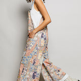 Floral Crochet Detail Overalls