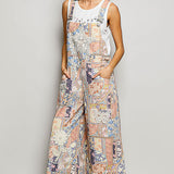 Floral Crochet Detail Overalls