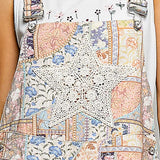 Floral Crochet Detail Overalls