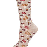 Mushroom Field Bamboo Blend Crew Sock