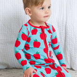 Blue Apple of My Eye Footed One Piece Pajama