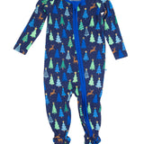 Baby Boys Merry Blue Pines Bamboo Viscose Footed One Piece Pajama