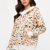 Colorful Dog Breeds Print Zip Up Hoodie