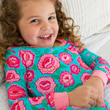 Bright Blossoms Ruffle Long Sleeve Pajama Set with Signature Rear Ruffles