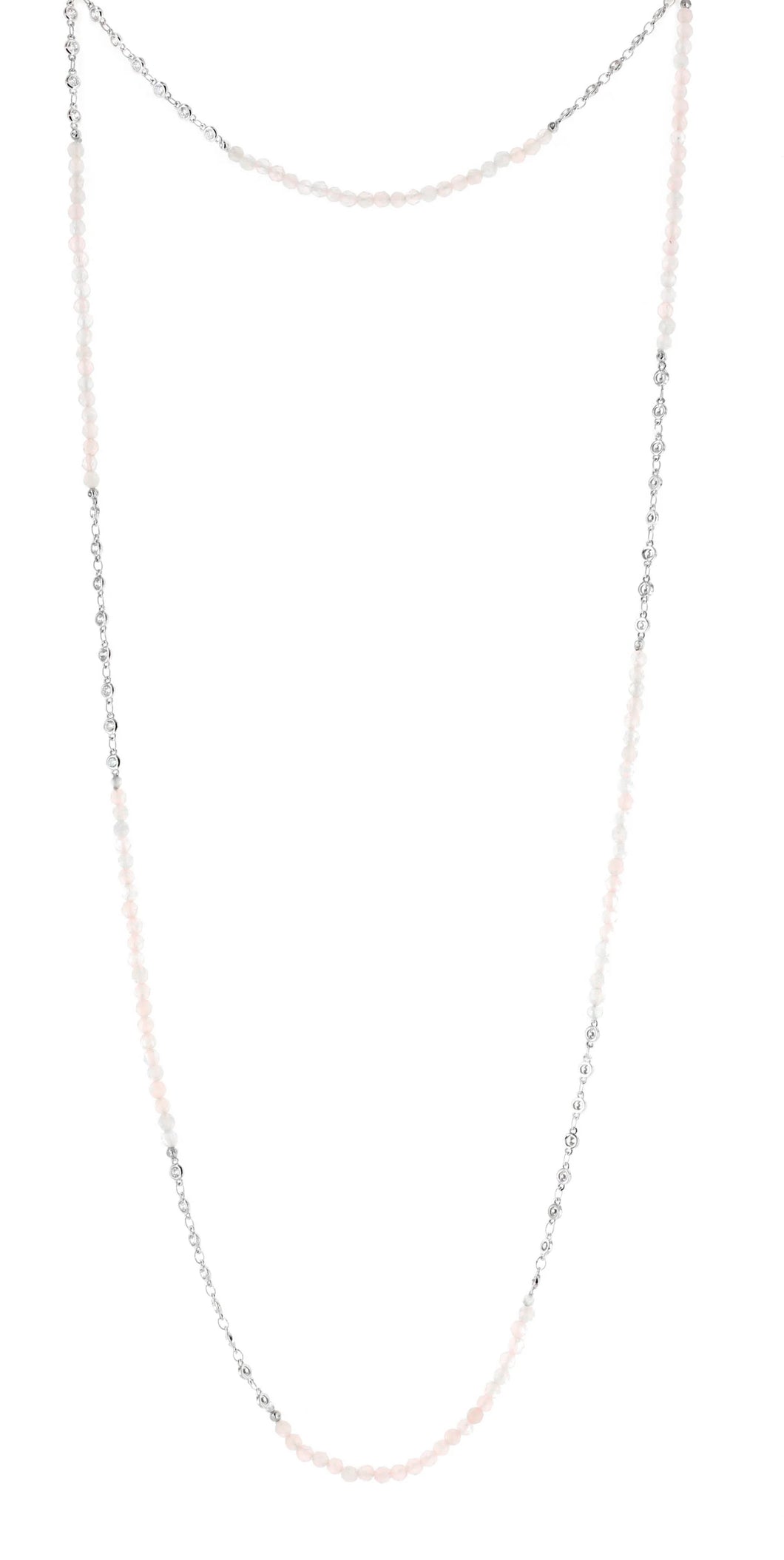 Rose Quartz w/Simulated White Diamond Necklace