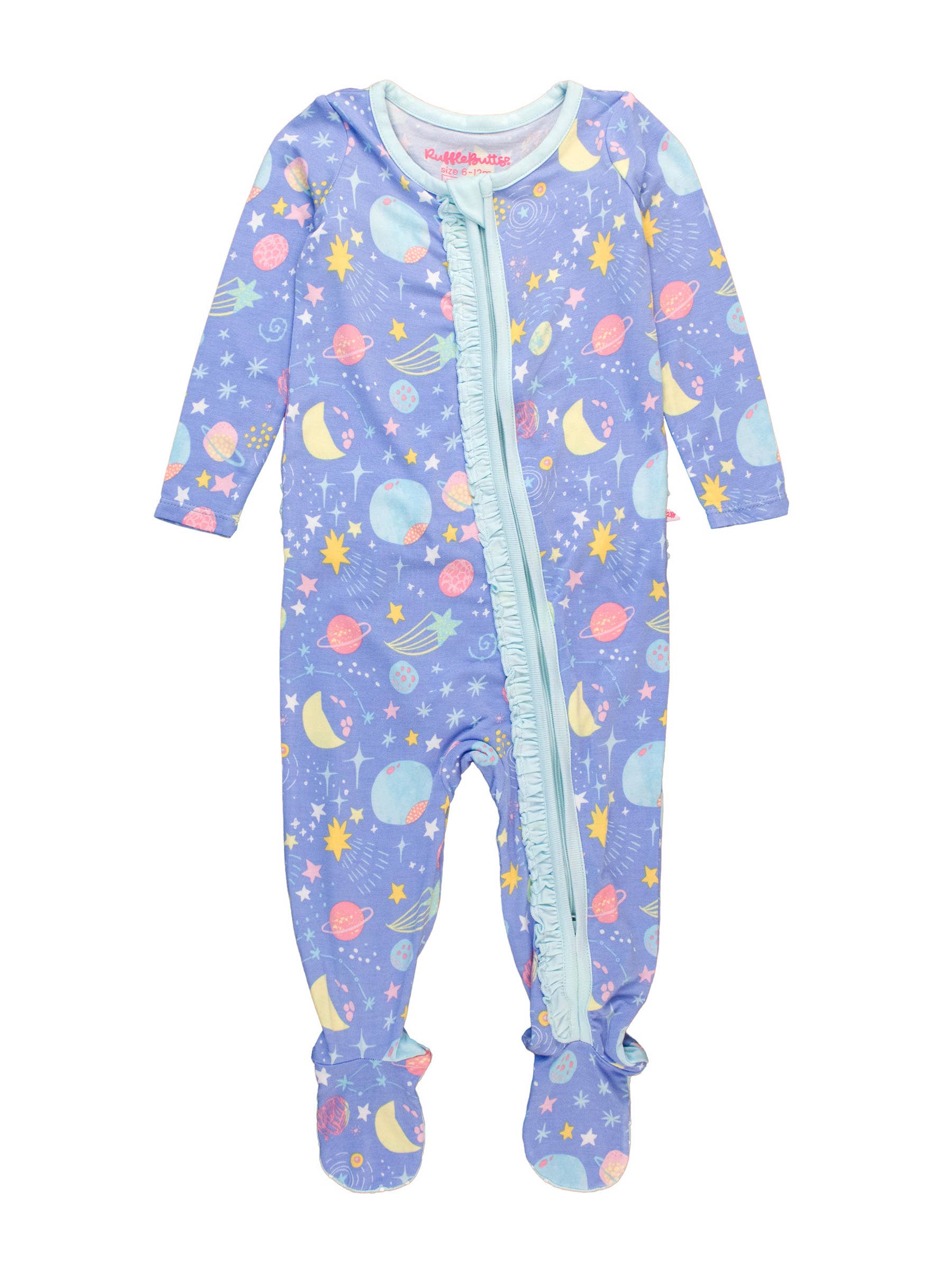 Baby Girls Starry Dreams Bamboo Viscose Footed Ruffle One Piece Pajama