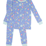 Girls Starry Dreams Bamboo Viscose Ruffle Long Sleeve Pajama Set