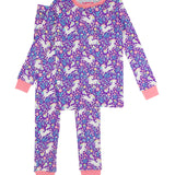 Girls Unicorn Meadow Bamboo Viscose Ruffle Long Sleeve Pajama Set