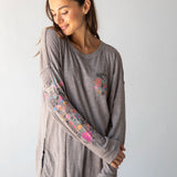Oversized Cotton Doodle Tee - Ash