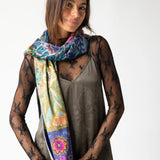 Cozy Blanket Scarf - Blue Patchwork