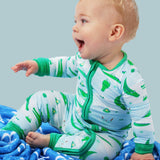 SoftSnooze™ Baby Bamboo Viscose Alligator Adventure Convertible One Piece Footie Pajama