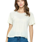 Top Waffle Knit Hand Stitched Details