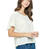 Top Waffle Knit Hand Stitched Details