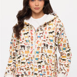 Colorful Dog Breeds Print Zip Up Hoodie