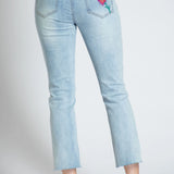 Floral Embroidered Straight Leg Jean